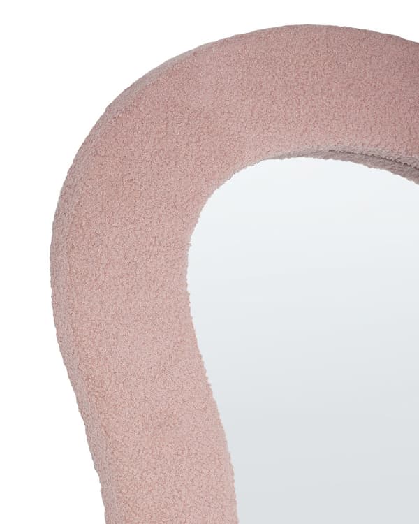 Vægspejl Pink MDF-ramme Boucle polstring Glas 70 x 112 cm Uregelmæssig dekorativ vægmonteret accentstykke Moderne stil