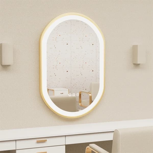 Badeværelsesspejl, ovalt design, LED-belysning, 120X60cm(48x24tommer)