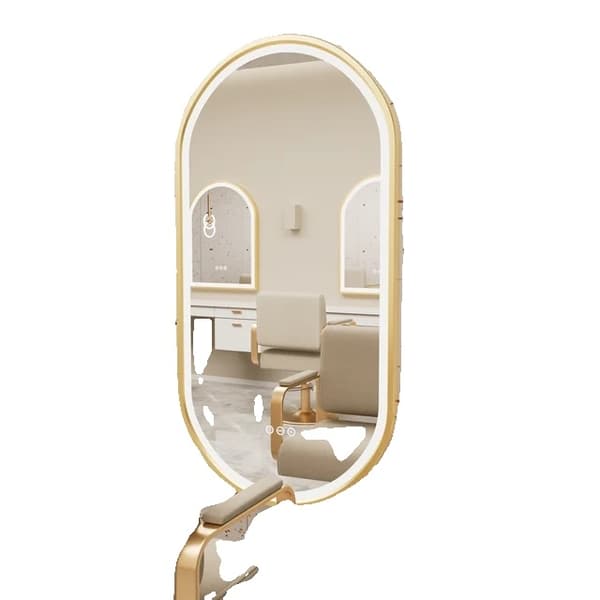 Badeværelsesspejl, ovalt design, LED-belysning, 120X60cm(48x24tommer)