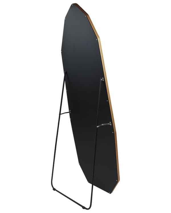 Spejl i fuld længde guld metal aluminium 49 x 165 cm fod asymmetrisk form fuld krop moderne stil