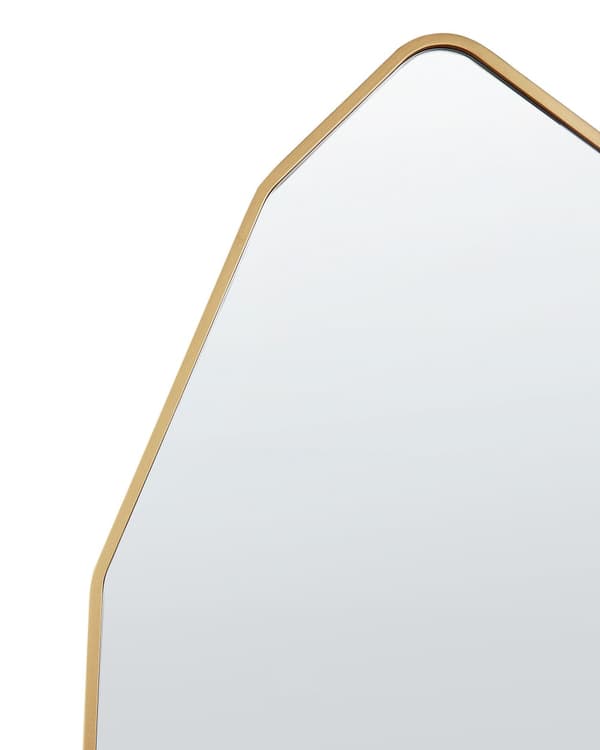 Spejl i fuld længde guld metal aluminium 49 x 165 cm fod asymmetrisk form fuld krop moderne stil