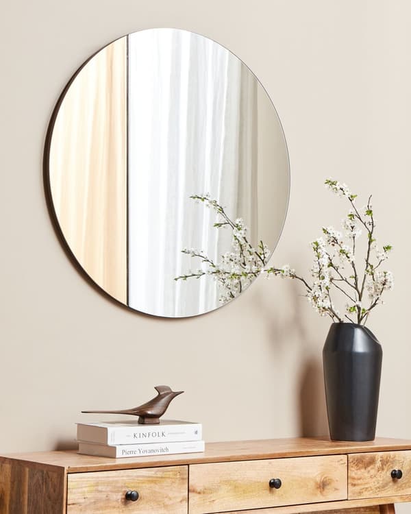 Vægspejl Rose Guld 79 x 79 cm Rund form med kroge Vægdekoration i moderne stil stue vægspejl