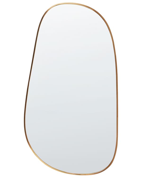 Vægspejl guld metalramme 57 x 110 cm uregelmæssig form kroge moderne stil stue opholdsrum