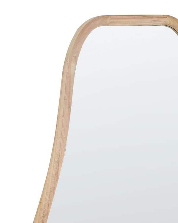 Vægspejl lyst kejser træ 79 x 180 cm asymmetrisk form med kroge moderne stil stue opholdsrum