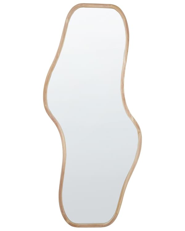 Vægspejl lyst kejser træ 79 x 180 cm asymmetrisk form med kroge moderne stil stue opholdsrum