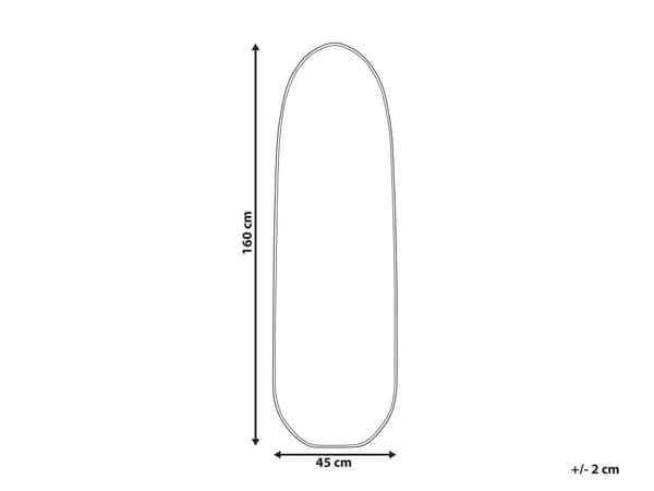 Vægspejl sort metal aluminiumsramme 46 x 160 cm asymmetrisk form moderne stil stue opholdsrum