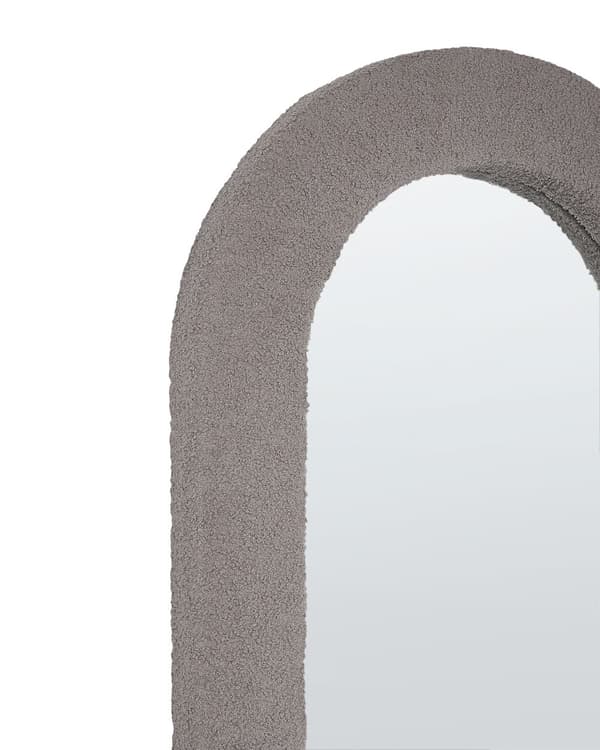 Väggspegel Taupe MDF Ram Bouclé Klädsel Glas 60 x 120 cm Rektangulär Dekorativ Väggmonterad Accent Stycke Modern Stil
