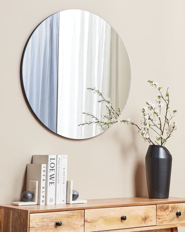 Väggspegel Blå 79 x 79 cm Rund form med krokar Modern stil Väggdekor