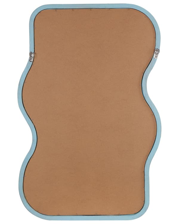 Väggspegel Blå Paulownia Träram 58 x 90 cm Oregelbunden Form med Krokar Modern Stil Väggdekor