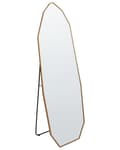 Miniatyrbild 1 av 7: Golvspegel Guld Aluminiumram 49 x 165 cm med Stativ Oregelbunden Form Inramad Full Längd Modern Design