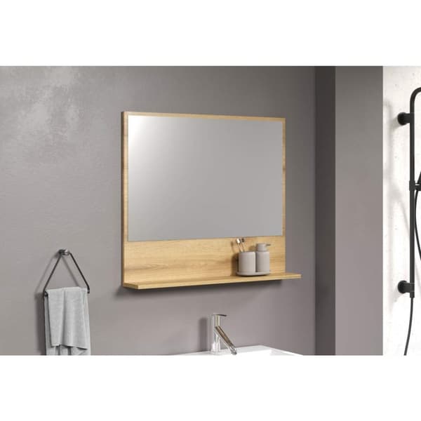 PureBliss bad speil 80cm med hylle eik dekor.