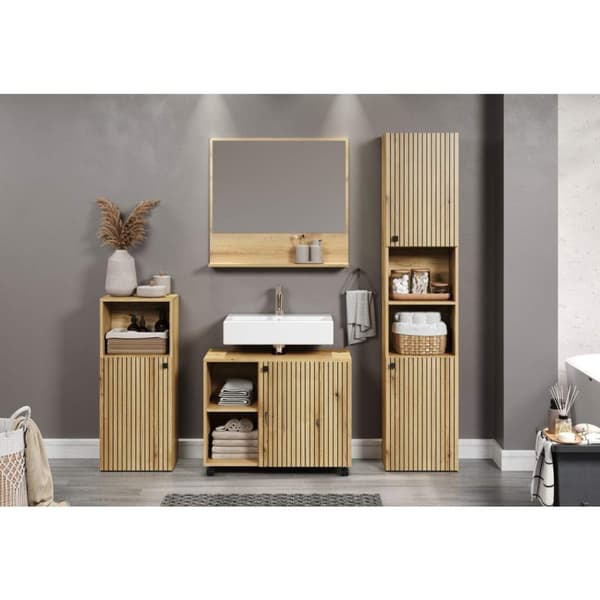 PureBliss bad speil 80cm med hylle eik dekor.