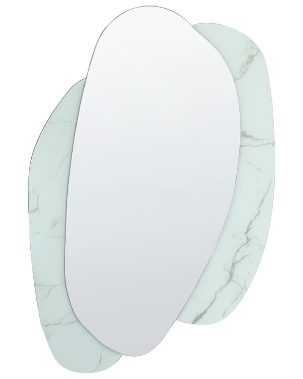 Väggspegel Vit 80 x 117 cm Marmoreffekt Väggmonterad dekorativ spegel Modern stil Hängande dekor