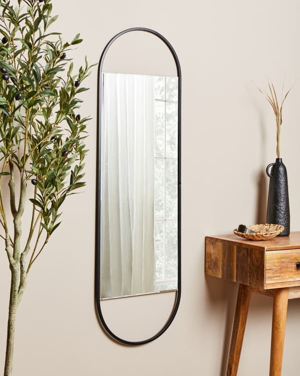Väggspegel Metall Svart 40 x 120 cm Väggmonterad Dekorativ Spegel Modern Stil Hängande Dekor