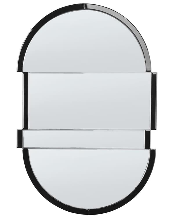 Väggspegel Svart 60 x 90 cm Väggmonterad Dekorativ Spegel Modern Stil Hängande Dekor