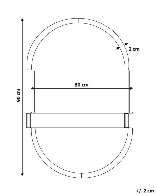 Seinäpeili musta 60 x 90 cm seinälle horisontaalisesti ripustettava moderni tyyli