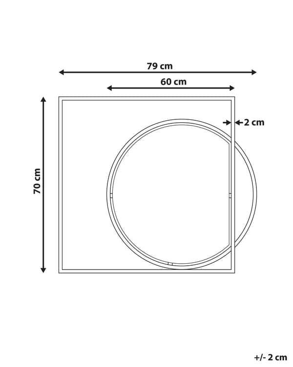 Veggspeil Svart Metall 70 x 79 cm Rund og firkantet form Moderne design Dekorativt Veggdekor Speil