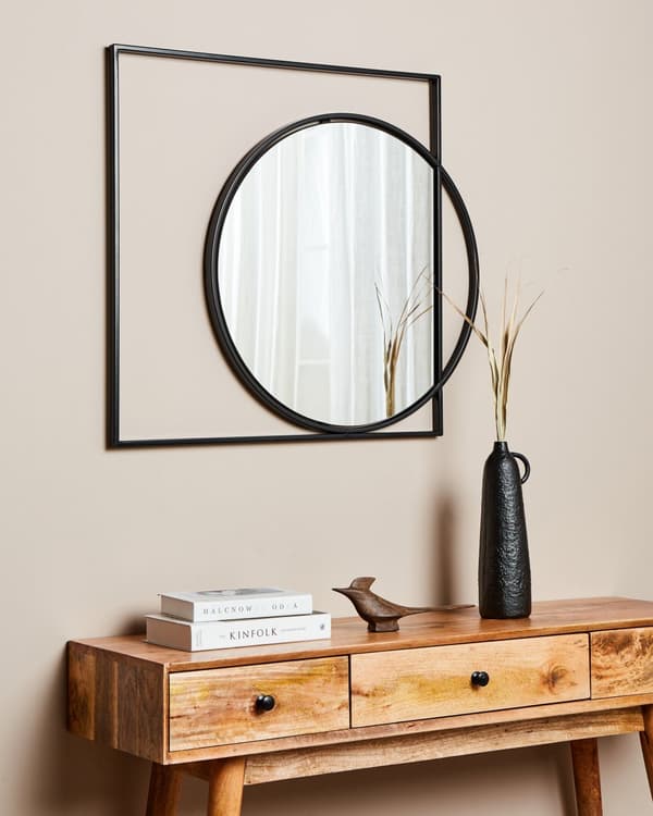 Veggspeil Svart Metall 70 x 79 cm Rund og firkantet form Moderne design Dekorativt Veggdekor Speil