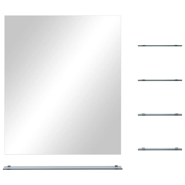 vidaXL vægspejl med 5 hylder 50x60 cm sølvfarvet -  Spejle