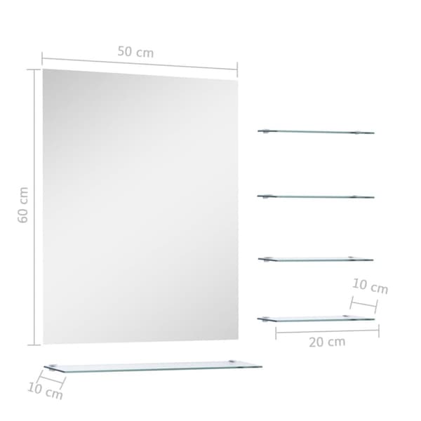 vidaXL vægspejl med 5 hylder 50x60 cm sølvfarvet -  Spejle