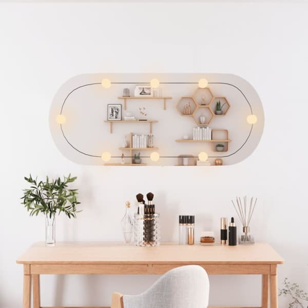 vidaXL vægspejl med LED-lys 40x90 cm oval glas -  Spejle
