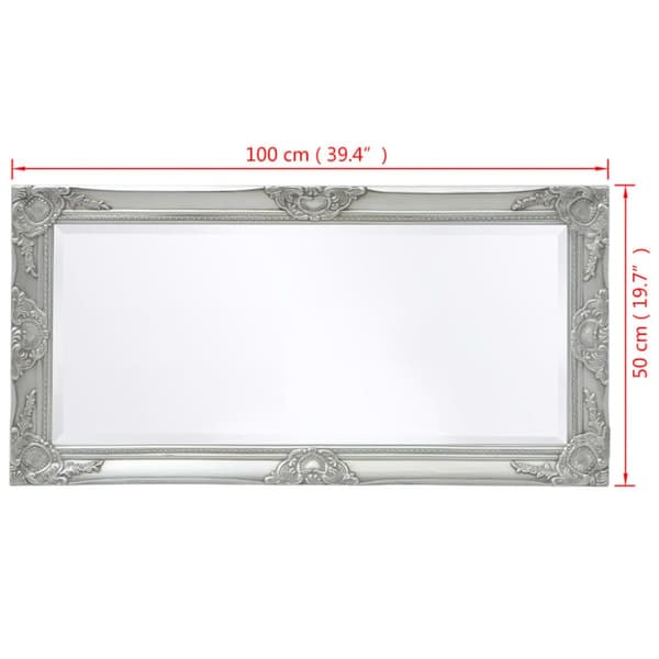vidaXL vægspejl 100x50 cm barokstil sølvfarvet -  Spejle
