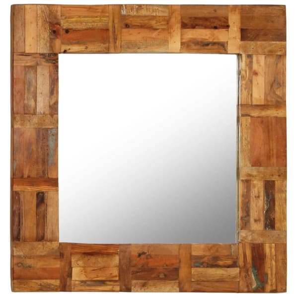 vidaXL vægspejl 60x60 cm massivt genbrugstræ -  Spejle
