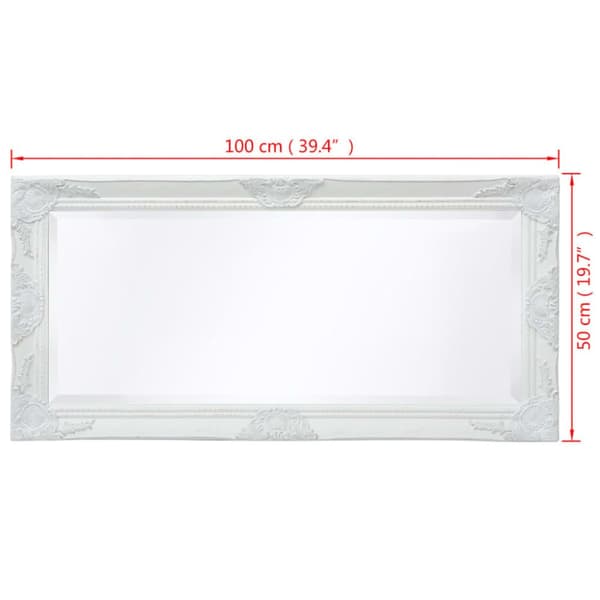 vidaXL Väggspegel i barockstil 100x50 cm vit -  Speglar