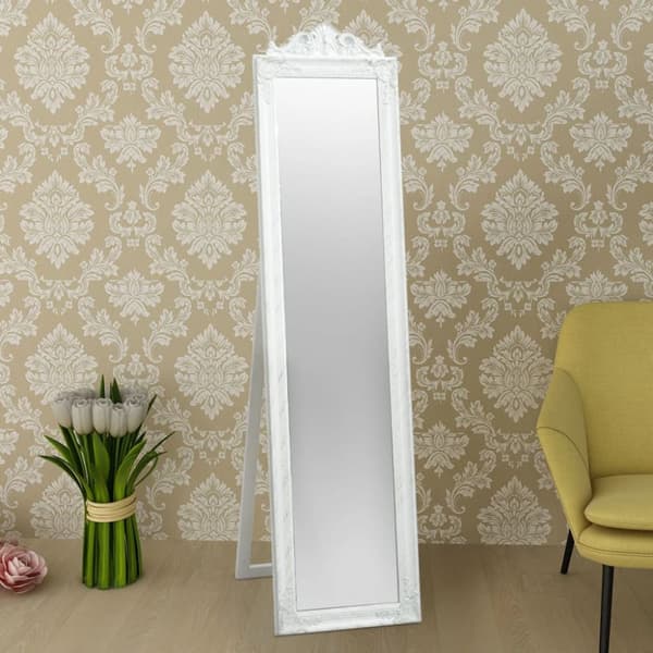 vidaXL fritstående spejl 160x40 cm barokstil hvid -  Spejle