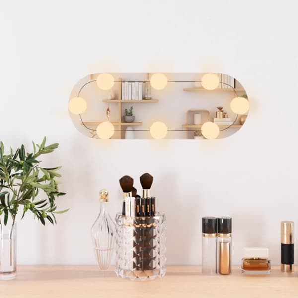 vidaXL vægspejl med LED-lys 15x40 cm oval glas -  Spejle