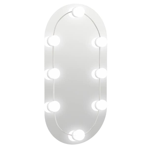 vidaXL spejl med LED-lamper 60x30 cm oval glas -  Spejle