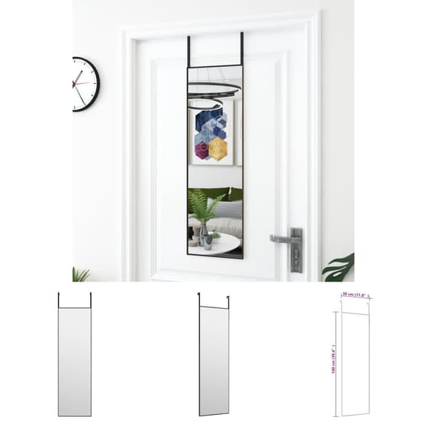The Living Store dørspejl 30x100 cm glas og aluminium sort -  Spejle