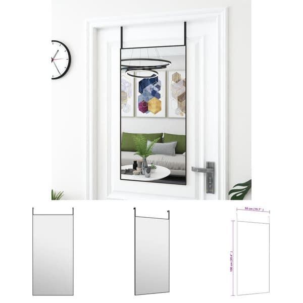 The Living Store dørspejl 50x100 cm glas og aluminium sort -  Spejle