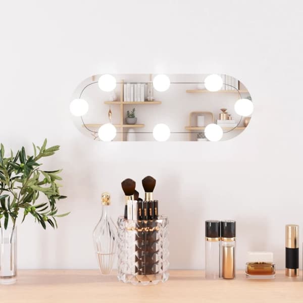 The Living Store vægspejl med LED-lys 15x40 cm oval glas -  Spejle