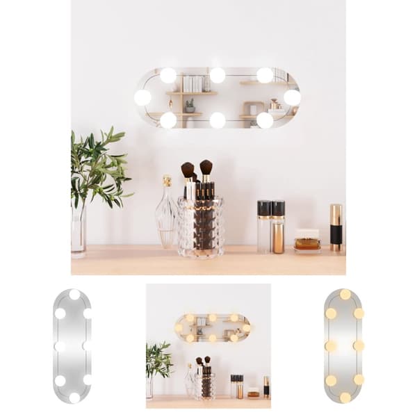 The Living Store vægspejl med LED-lys 15x40 cm oval glas -  Spejle
