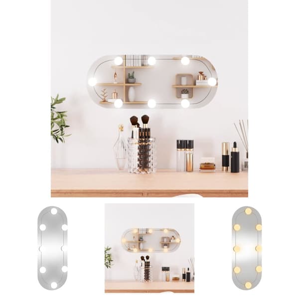 The Living Store vægspejl med LED-lys 20x50 cm oval glas -  Spejle