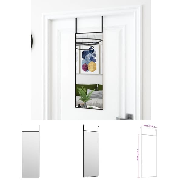 The Living Store dørspejl 30x80 cm glas og aluminium sort -  Spejle