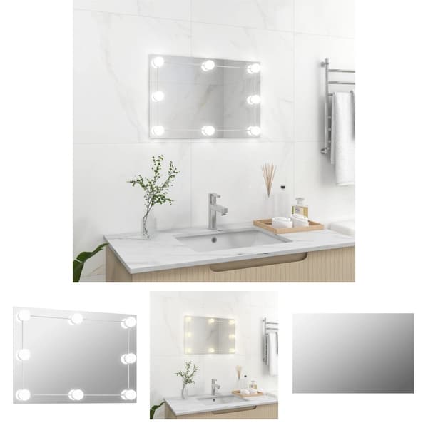 The Living Store vægspejl med LED-lys rektangulært glas - Spejle