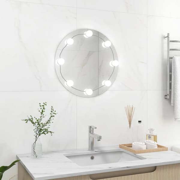 The Living Store vægspejl med LED-lys rundt glas -  Spejle