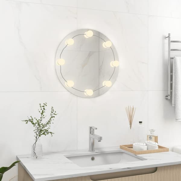 The Living Store vægspejl med LED-lys rundt glas -  Spejle