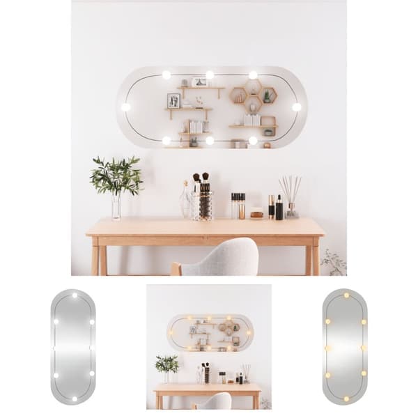 The Living Store vægspejl med LED-lys 40x90 cm oval glas -  Spejle
