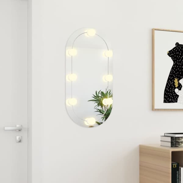 The Living Store Spegel med LED-lampor 80x40 cm glas oval - Speglar