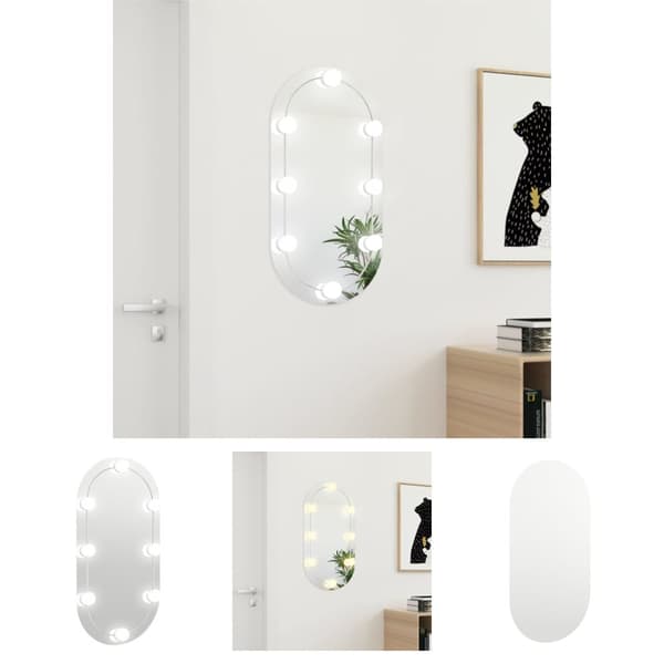 The Living Store Spegel med LED-lampor 80x40 cm glas oval - Speglar