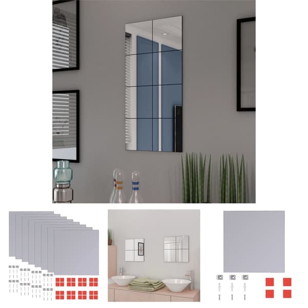 The Living Store rammeløse spejlfliser 8 dele 20,5 cm glas -  Spejle