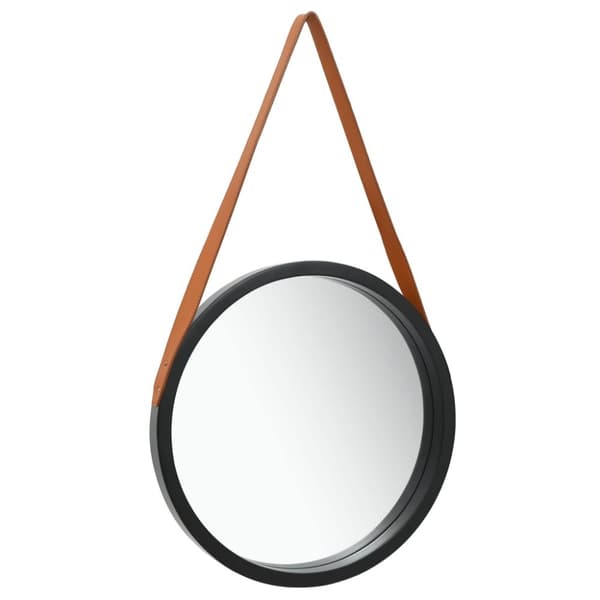 The Living Store vægspejl med rem 40 cm sort -  Spejle