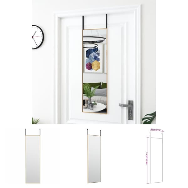 The Living Store dørspejl 30x100 cm glas og aluminium guldfarvet -  Spejle