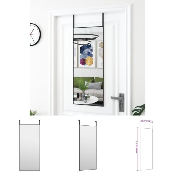 The Living Store dørspejl 40x100 cm glas og aluminium sort -  Spejle