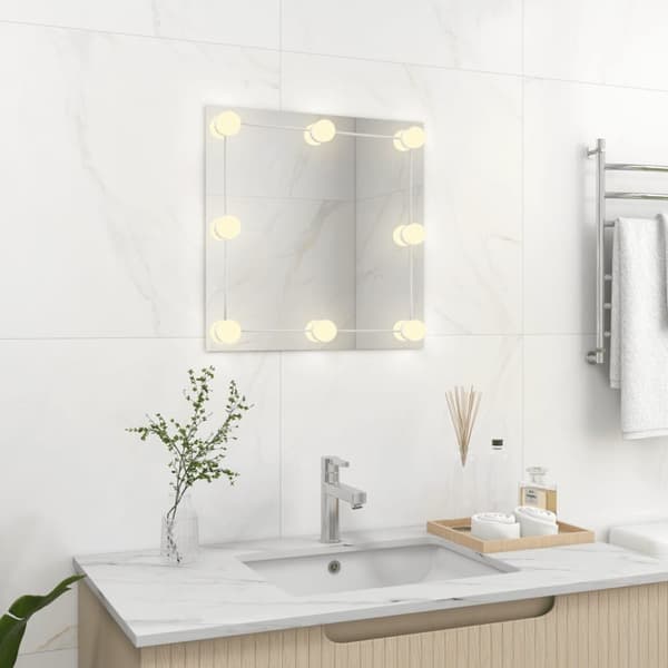 The Living Store vægspejl med LED-lys firkantet glas -  Spejle