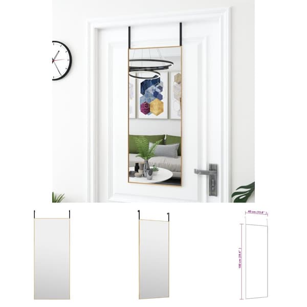 The Living Store dørspejl 40x100 cm glas og aluminium guldfarvet -  Spejle