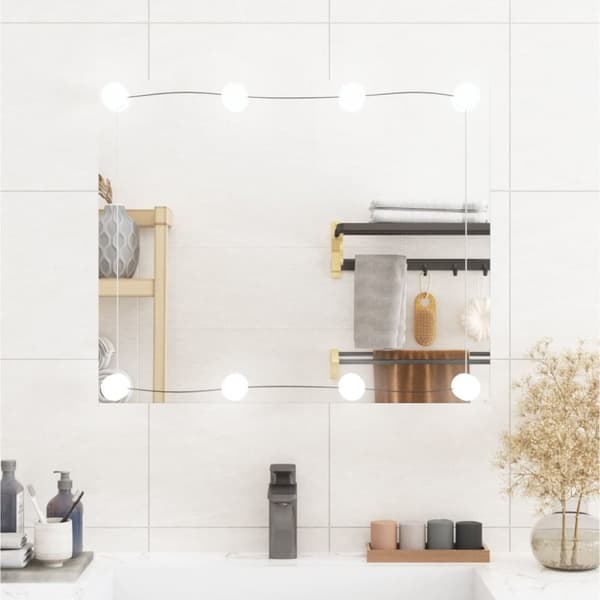 The Living Store Väggspegel med LED-belysning 50x60 cm glas rektangulär -  Speglar